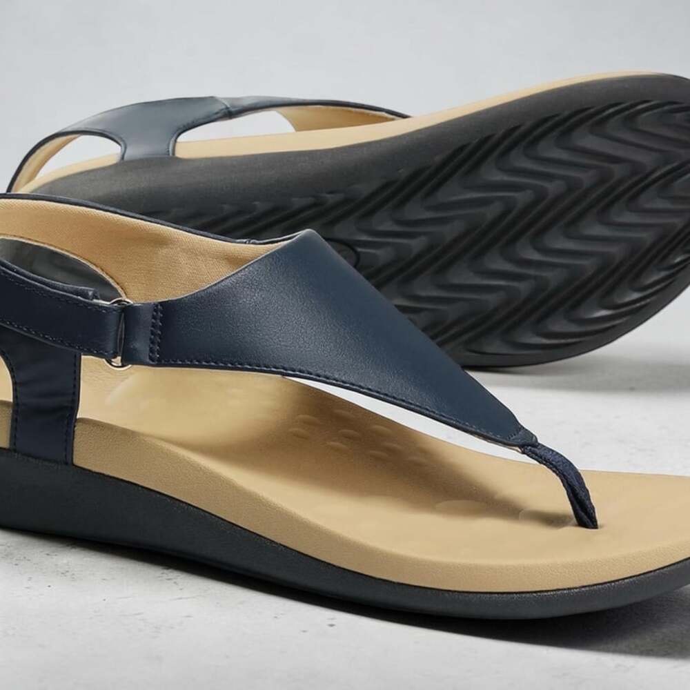 UTENAG Women's Arch Support Sandals Size 8 Navy Orthotic Thong Flip Flops
